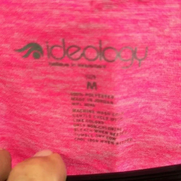 Ideology Athletic long sleeve, v-neck, lightweight top, polyester,heathered pink - Picture 2 of 8